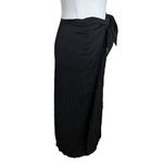 Vince  Pleated Tie Front Midi Skirt Black Gathered Front Slit Womens Size XS Photo 2