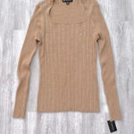 Square Neck Stone Studded Long Sleeve Top L Tan Size L Photo 0