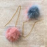 Handmade Kawaii cute faux fur pompom dangle threader earrings✨ Photo 1