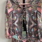 Bisou Bisou Paisley Print Romper Tassle Detail Summer Vacation Women's Size XS Photo 1