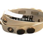 Cache White Dbl Leather Wrap Bracelet with Gold Metal Studs Chains New NWT $64 Photo 6