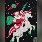 Tipsy Elves  SANTA UNICORN UGLY CHRISTMAS SWEATER BLACK RED GREEN SIZE L XL Photo 3