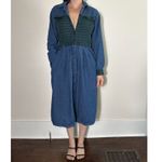 Talbots  Vintage Denim Plaid Midi Dress Size 8P Photo 1