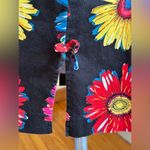 City Silk Midi Black W Red Pink Blue Yellow Sun Flowers SZ 6 Damage Last… Photo 6