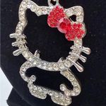 Hello Kitty Rhinestone  Pendant Necklace with Red Bow and Silver Chain Photo 2