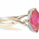 Ruby Women’s .75ct Marquise Cut Synthetic  Ring 10k White Gold Diamond Accents 7 Photo 2