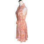 Nanette Lepore  Yellow Peach Paisley Floral Print Pintuck Button Front Midi Dress Photo 3