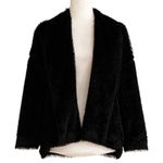 Madison Jacket Black Faux Fur Tipped Fox Open Front Swing Jacket Coat Small Photo 0