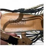 Cassia Black Gold Strappy Heels Size 4 Formal Wedding Stiletto Photo 9