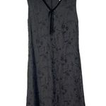 ZARA 90’s Black Two Toned Floral Velvet Bow Shift Dress Sz 6 Women’s Photo 0