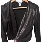 Cache Vintage  Sequin Jacket Cardigan Cropped Matte Black Open Front Womens Photo 3