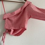 Free People  Get Down Top Red Striped Linen Blend One
Shoulder Blouse Siz… Photo 11