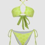 Cider  Floral Halter Tie Side Bikini Swimsuit Photo 0