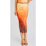 New! SER.O.YA NIA MESH MIDI Skirt in Sunset Palm sz Small $248 Orange Photo 2