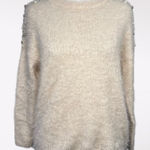 Mizumi Pearl Beaded Knit Sweater Ivory Y2K Small White Photo 0