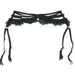 Aubade Women's Black Lace Sheer Corset Garter Belt Waist Cincher Lingerie Size S Photo 3