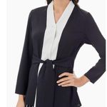 Misook tunic contrast inset tie-waist crepe de chine women Size Medium Photo 0