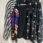 Vintage 100% Silk Sequin Polka Dot and Abstract Bomber Jacket Black Size L Photo 1