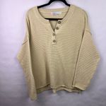 FP Beach Hailee Waffle Knit Henley Sweater Beige Pullover Top Slouchy Relaxed XS Photo 2