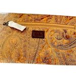 Relic NWOT By Fossil Brown Leather Paisley Print Satchel, Embossed, Leather Snap Photo 9