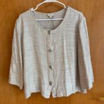 J.Jill  Women's Textured Button Front Jacket Beige‎ Rayon Linen Blend Medium Photo 0