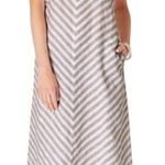 J.Jill  Love Linen Dress Women‎ Small Petite Tan White Chevron Maxi Lagenlook Photo 0