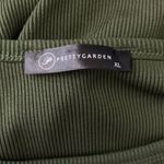 Pretty Garden Bodycon Midi Dress XL Green Cut Out Ribbed Knit 3/4 Sleeves Photo 8