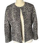 Ann Taylor  Women's M Leopard Print Open Front Cropped Jacket Multicolor Casual Photo 0