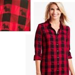 Talbots Scottie Dog Plaid Shirt Red Buffalo Terrier Button Down Black S Photo 2