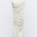 ZARA Sad maxi dress ruched stretch white wedding Elegant White One-Shoulder evening Photo 11