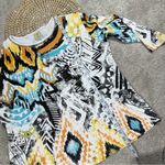 Jess & Jane Sun Art Print Rhinestone Multiprint Artsy 3/4 Sleeve Shirt Top L White Size L Photo 10