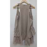 H&M  Women's Vest Open Front Boho Cascade Ruffle Beige Lightweight Size Small Photo 8