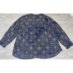 Catherines  Sz 2X 22/24 Blue Beige Medallion Roll-Tab Button-Down Career Work Photo 7