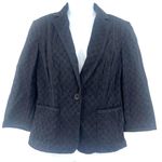 Talbots  Eyelet Womens Blazer 6P Black Cottagecore Preppy Dark Romantic 1 Button Photo 0