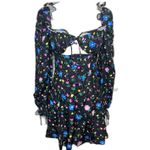 For Love & Lemons  Lexy Black Floral Long Sleeve Mini Dress Size Small NWT Photo 4