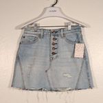 Free People NWT Distressed Light Denim Skirt Photo 5