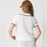 J.Crew NWT Short-sleeve Crochet Cardigan Sweater Ivory Ant Navy Crochet Photo 4