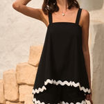 Black and White Ric Rac Cotton & Linen Wavy Trim Top With Shorts Set XS New Photo 0