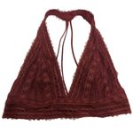 Urban Outfitters Strappy Back Lace Halter Bralette In Burgundy Photo 4