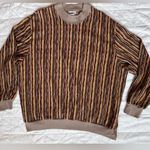 Bonworth Vintage Brown Retro Stripe w/ Gold Metallic Grandpa Sweater - Medium Photo 0