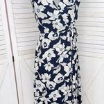Banana Republic Floral Asymmetrical Hem Sleeveless Midi Wrap Dress Blue 2 Photo 0