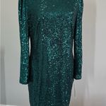 Nanette Lepore  Teal Sequin Long Sleeve Dress Photo 8