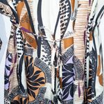 New Q|Neel Nordic Design White Printed Silk Blend Shift Dress Size 16 Multiple Photo 3