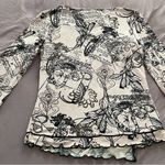 Armand Thiery Affinites French pink novelty newspaper boho blouse, size 2 art Photo 10