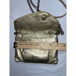 HOBO International Zara‎ Gold Metallic Leather Fold Over Zipper Evening Bag Photo 4