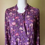 April Cornell Purple Floral Button Front Maxi Dress Long Sleeve XS Cottagecore Photo 2