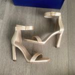 Stuart Weitzman  Blush Silk Satin‎ Square Nudist Heels Strappy Sandal Size 6 NIB Photo 1