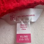 No Boundaries  Red Off-the-Shoulder Sweater with Pearl Details Photo 5