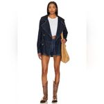 Free People  Denim Car Coat L Contrast Stitch Big Buttons Slouchy preppy boho Photo 3