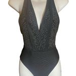 Urban Outfitters  Black Studded Deep V Body Suit Size S Photo 0